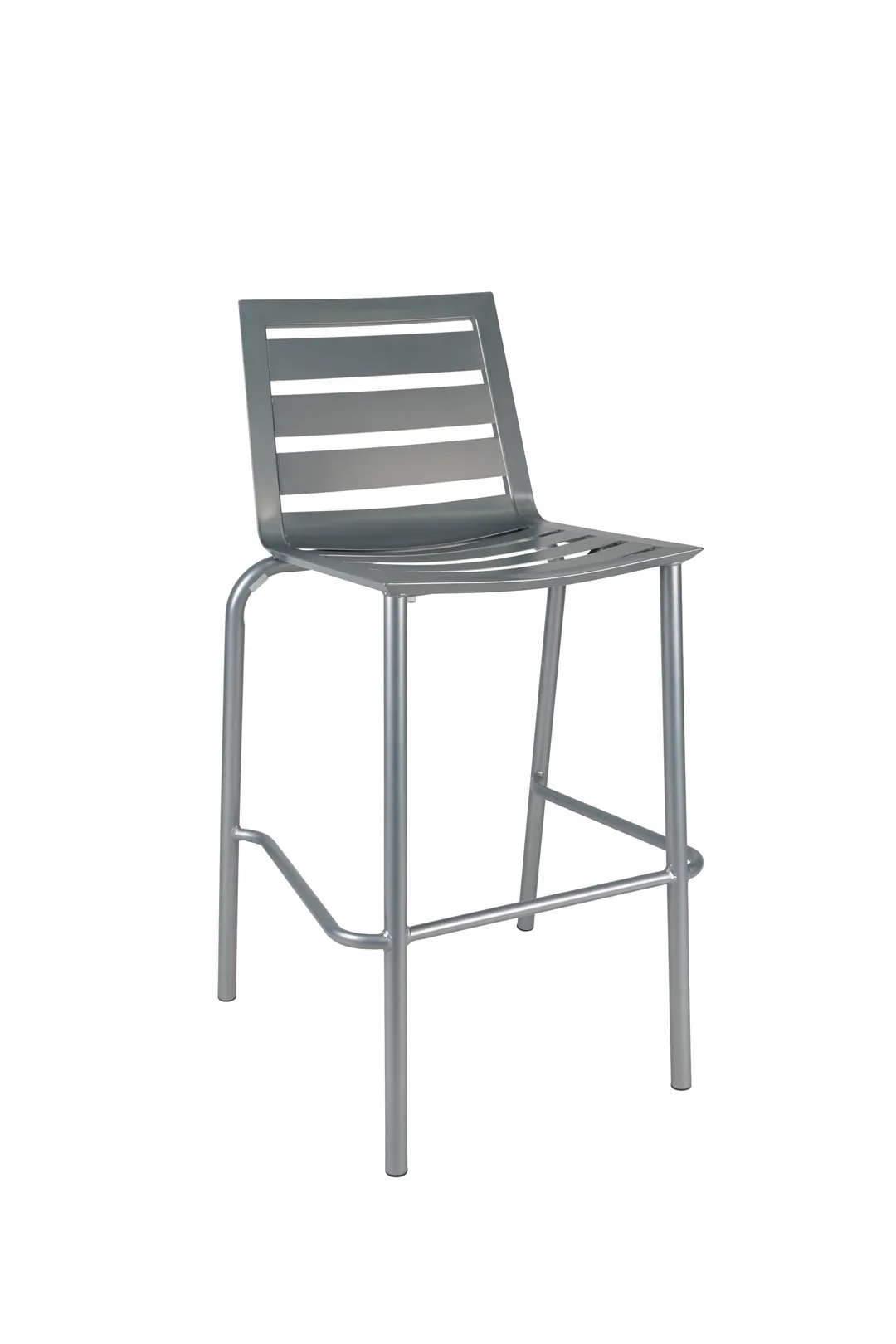 JMC Furniture ZARCO BARSTOOL SILVER Outdoor Bar Stool, Metal Seat & Back, Armless, Ladder Back Style, Silver Powder Coat Finish
