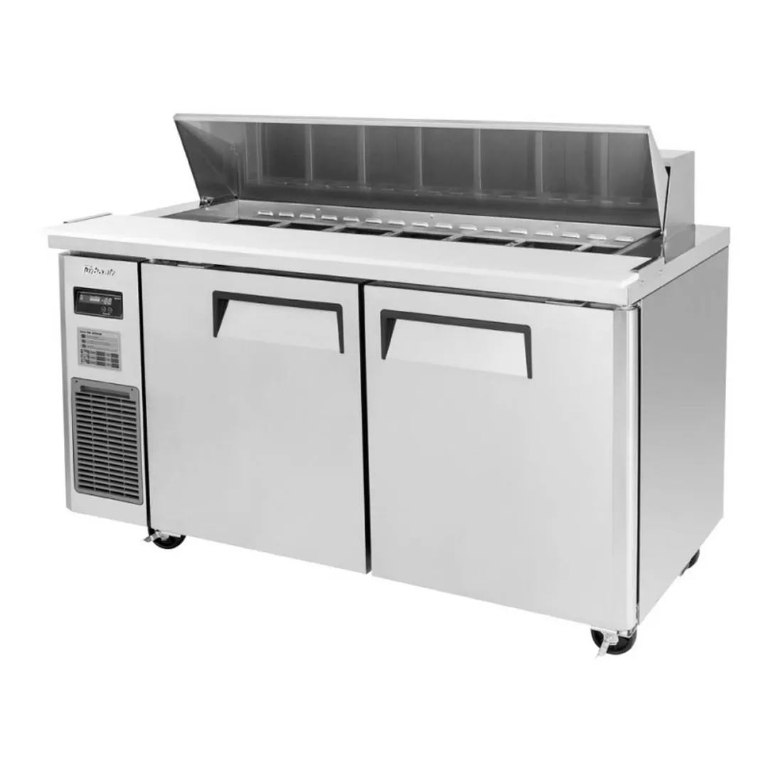 Turbo Air JST-60-N 59" Two Section Sandwich / Salad Prep Table w/ 2 Doors, 14 Pans
