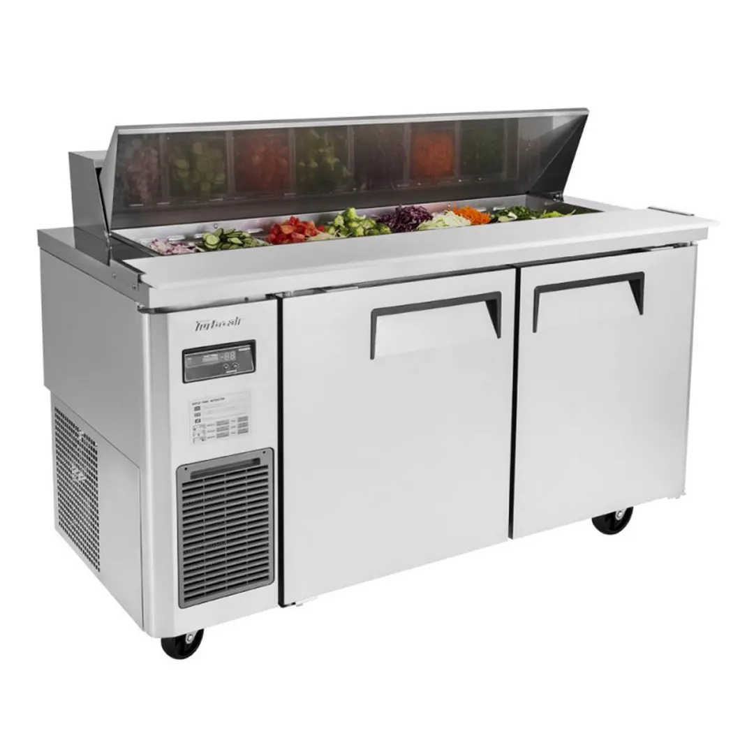 Turbo Air JST-60-N 59" Two Section Sandwich / Salad Prep Table w/ 2 Doors, 14 Pans