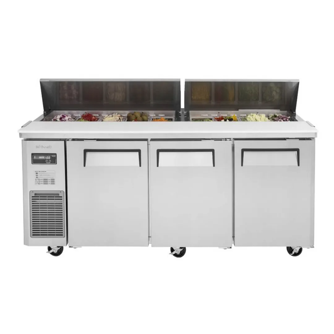 Turbo Air JST-72-N 70" Three Section Sandwich / Salad Prep Table w/ 3 Doors, 18 Pans