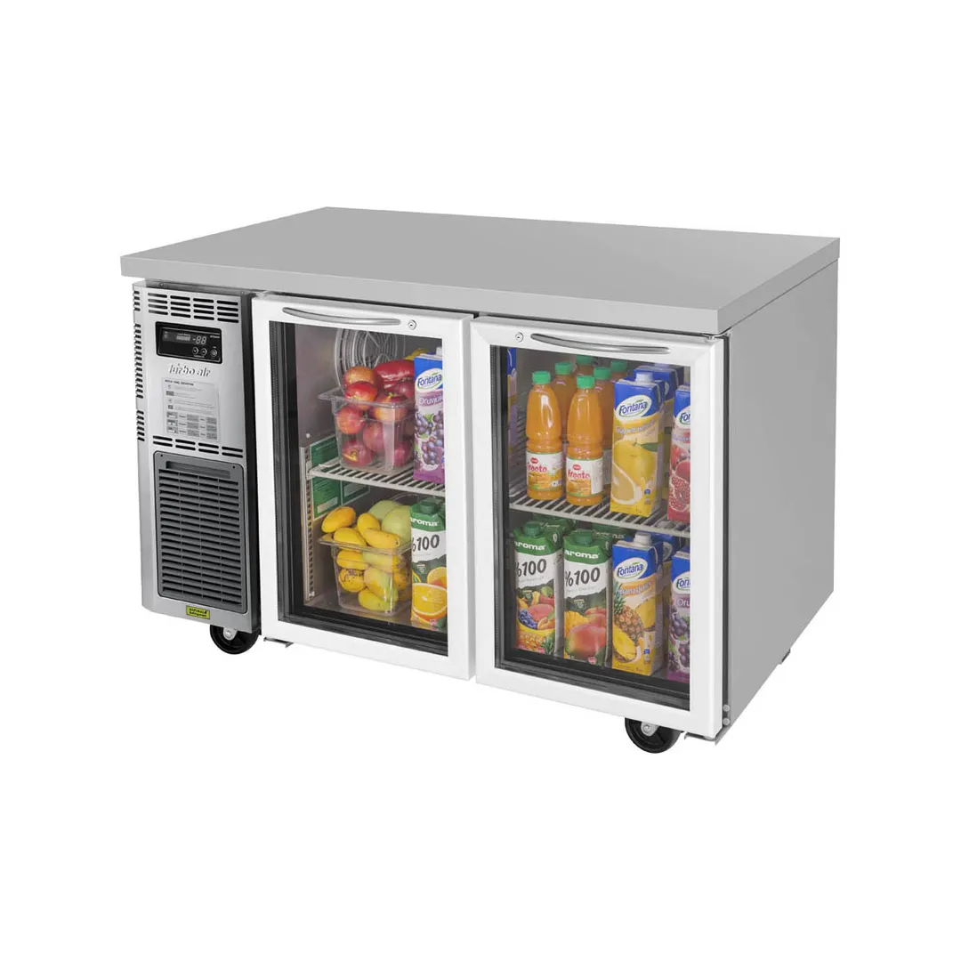 Turbo Air JUR-48-G-N 47" 2-Section Undercounter Refrigerator w/ 2 Glass Doors, 10.6 cu. ft.