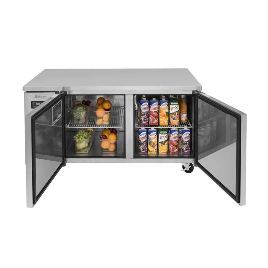 Turbo Air JURF-60-N 59" 2-Door Undercounter Refrigerator Freezer, R 6.28 - F 6.89 cu. ft. - Dual Temp
