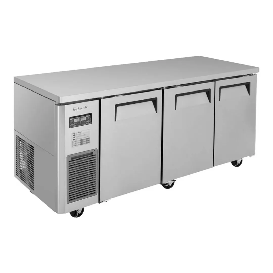 Turbo Air JURF-72-N 70" 3-Door Undercounter Refrigerator Freezer, R 12 - F 5.6 cu. ft. – Dual Temperature