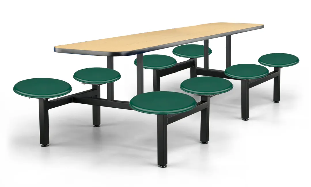 JustChair CLUS-IS-8S-BS Cluster Table Unit, Rectangular, 24x108, Island Style, 8-Seat, Black, Laminated Top, Welded Steel Frame