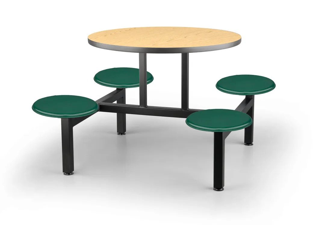 JustChair CLUS-RD36-4S-BS Cluster Table Unit, Round, 36 Dia, Island Style, 4 Swivel Seats, Black Steel Frame