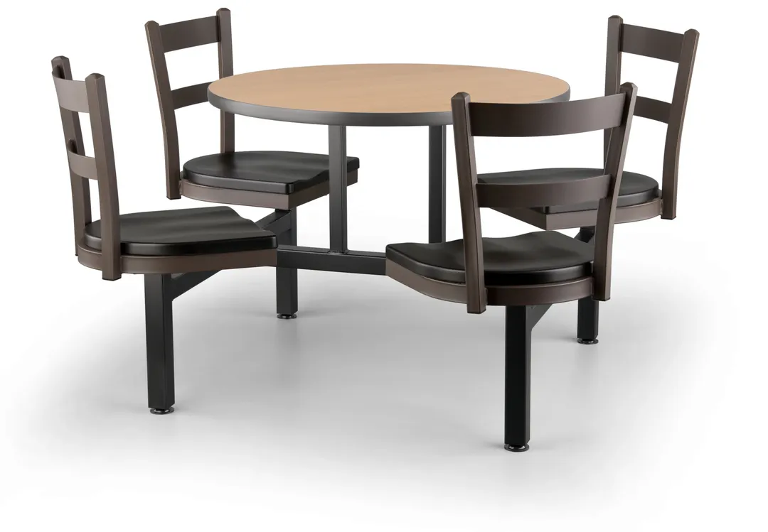 JustChair CLUS-RD36-4S-MB Cluster Table Unit, Round, 36Dia, Island Style, 4 Padded Swivel Seats, Black