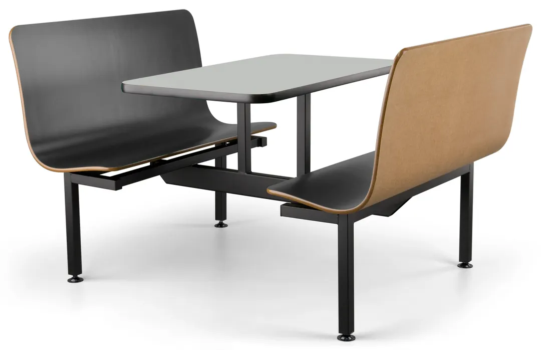 JustChair CONT-IS-44 Contour Table Unit, 44"L, Island Unit, Laminated Seats, Welded Steel Frame, Black