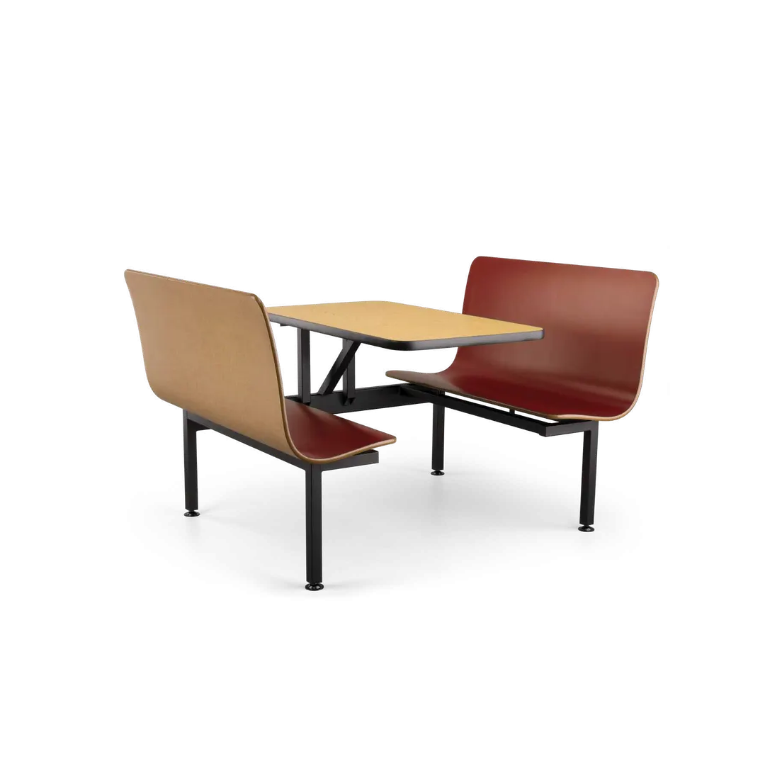 JustChair CONT-WS-47 Contour Table Unit, 47"L, Wall Mount, Laminated Seats, Black, Welded Steel Frame