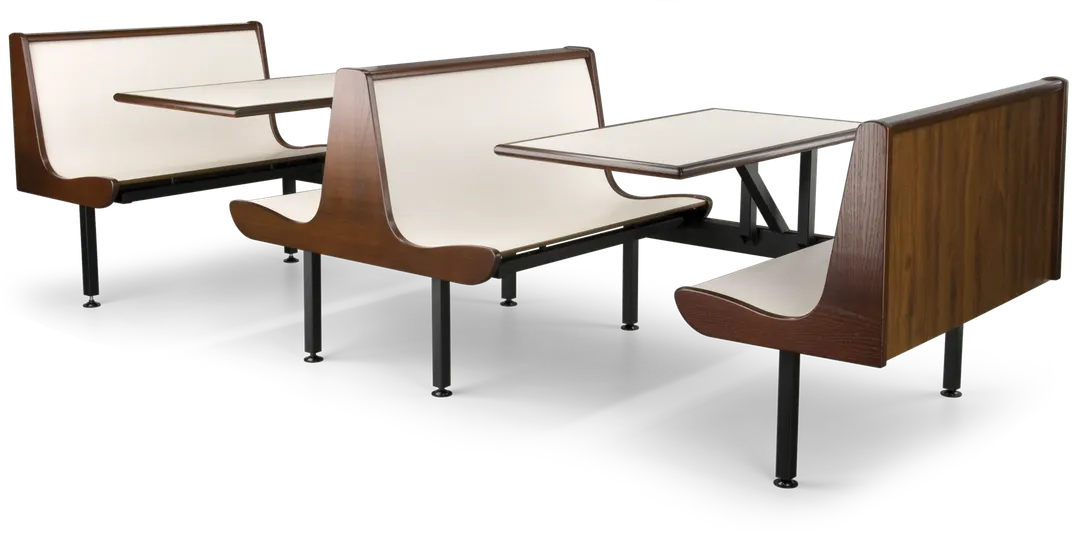 JustChair CPLUS-2TU-WS-47 Contour Plus Booth Table Unit, 47"L, Double Wall, Laminated Seats, Welded Steel Frame, Black