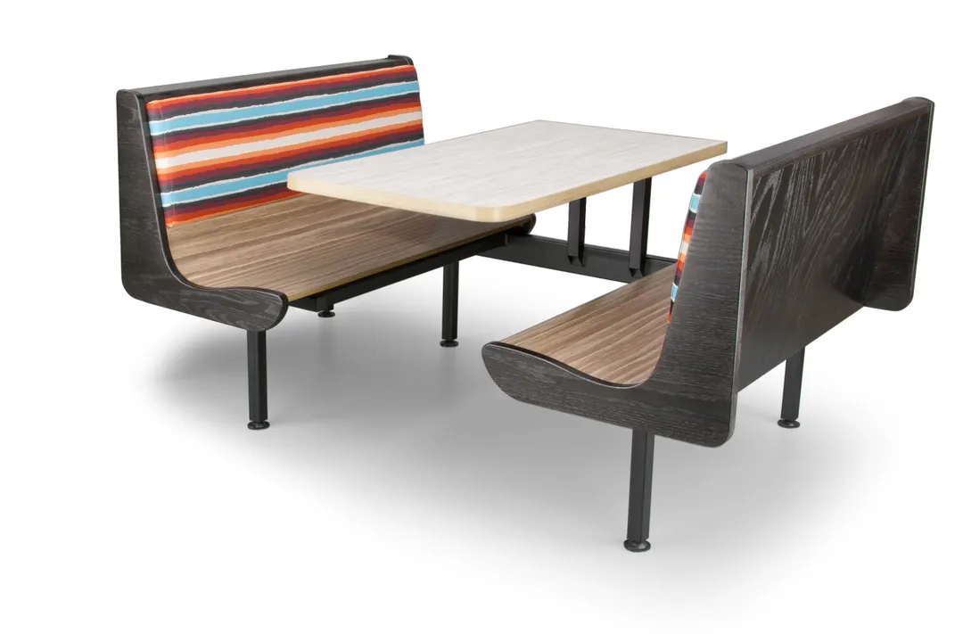 JustChair CPREM-1TU-IS-42 Contour Premium Booth Table Unit, 42"L, Black, Laminated Seats, Welded Steel Frame