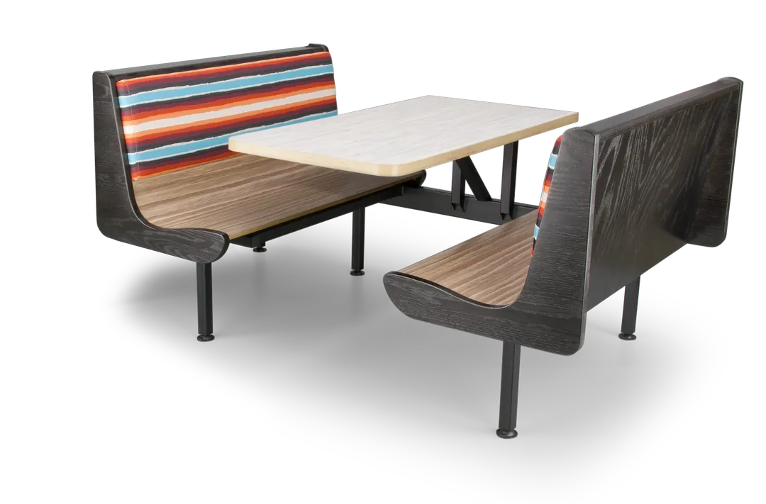 JustChair CPREM-1TU-WS-59 Contour Premium Booth Table Unit, 59", bench seat, laminated top, welded steel frame, black