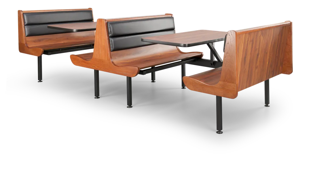 JustChair CPREM-2TU-WS-42 Contour Premium Booth Table Unit, 42L, Bench Seat, Plastic Laminate Top, Welded Steel Frame, Black