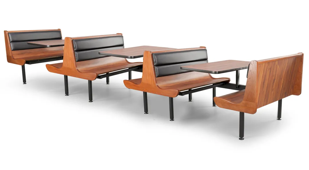 JustChair CPREM-3TU-IS-47 Contour Premium Booth Table Unit, 47L, Triple Island, Laminated Seats, Welded Steel Frame, Black