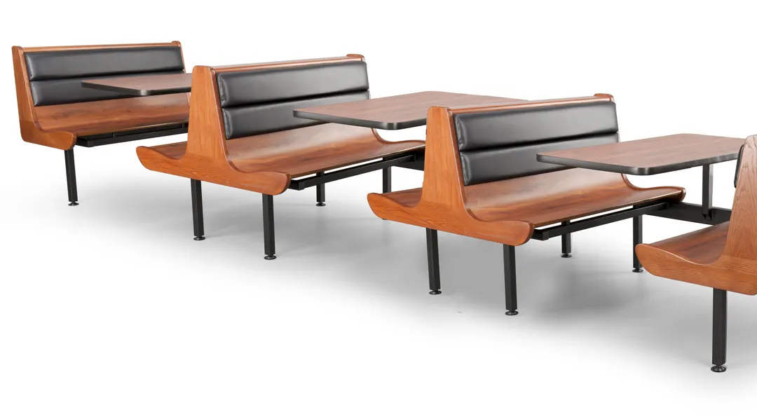 JustChair CPREM-4TU-IS-42 Contour Premium Booth Table Unit, 42L, Quad Island, Laminated Seats, Welded Steel Frame, Black