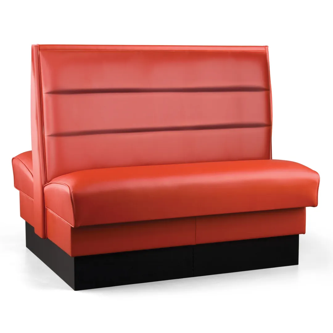 JustChair JBD-UHC-42-GR2 Custom Double Booth, 42"H, Upholstered Horizontal Channel Back, Grade 2 Upholstery