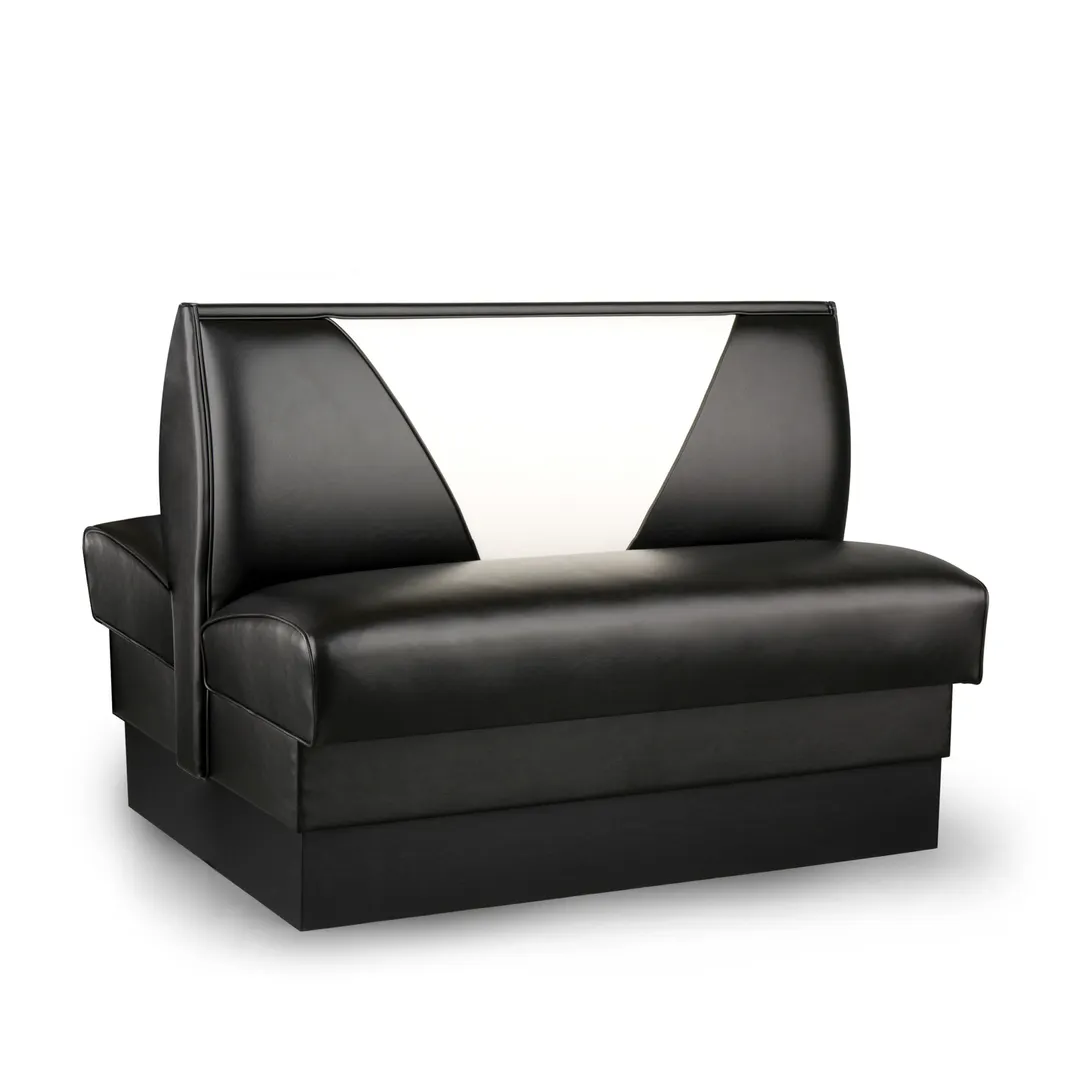 JustChair JBD-UVB-36-GR1/COM Double V-Back Upholstered Restaurant Booth, 36H, Custom Length, Grade 1 Upholstery