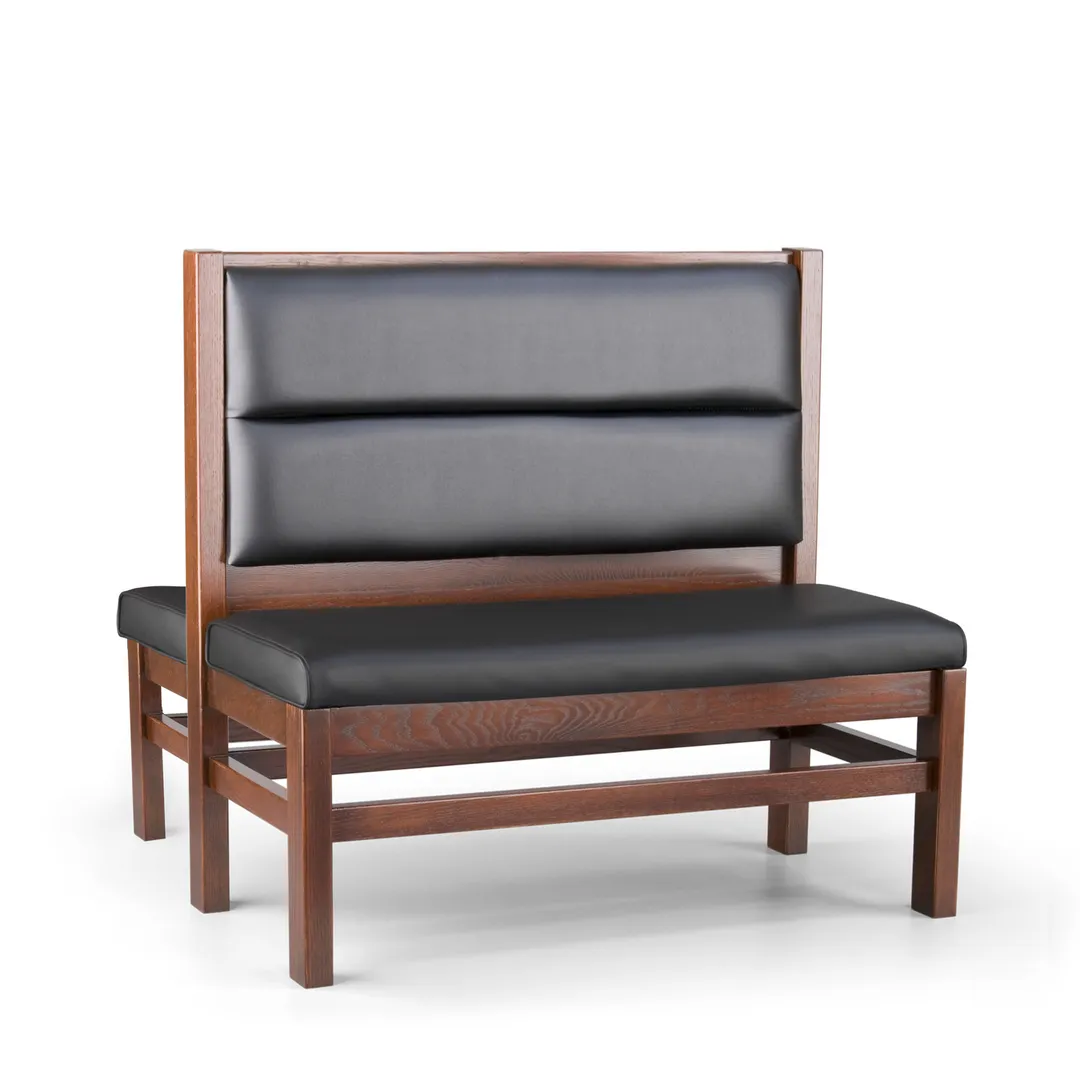 JustChair JBD-WT-UHC-42-GR1/COM Custom Booth, Double Horizontal Channel Back, Upholstered Seat, 42" Height