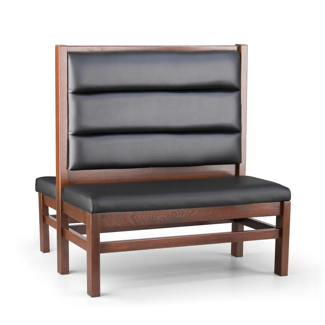 JustChair JBD-WT-UHC-48-GR1/COM Custom Booth, Double Horizontal Channel Back, Upholstered Seat, 48" Height