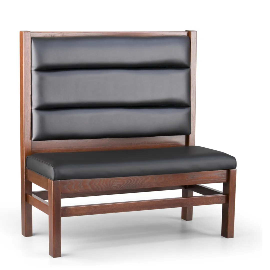 JustChair JBS-WT-UHC-48-GR2 Custom Single Booth, 48"H, Wood Frame, Upholstered Horizontal Channel Back, Grade 2 Upholstery
