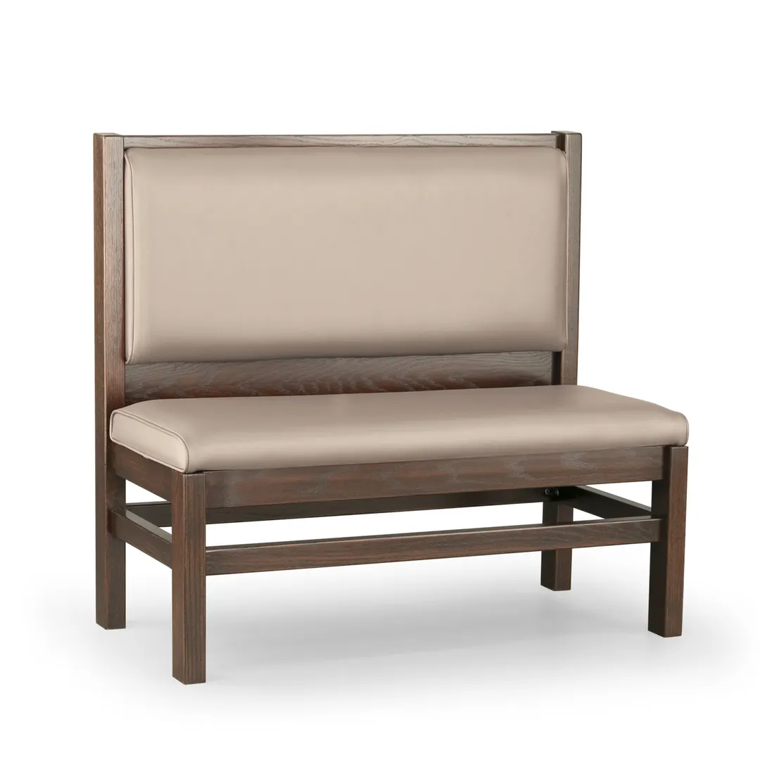 JustChair JBS-WT-UPL-42-GR1/COM 48" Single Plain Back Restaurant Booth, Upholstered Seat, 42"H, Wood Frame