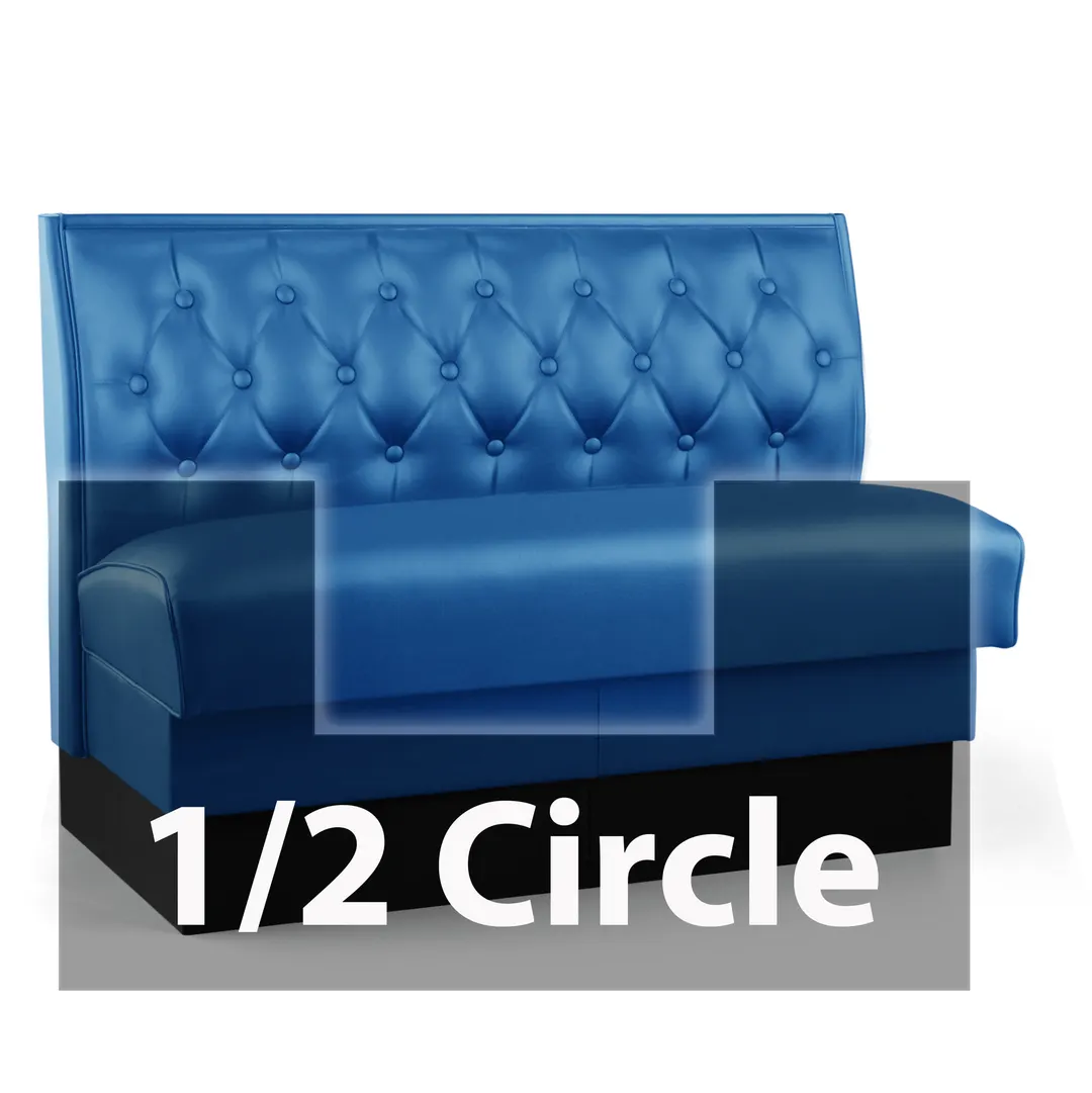 JustChair JBSB-SBT-HC-36-GR1/COM 1/2 Circle Corner Booth, 186" Length, Upholstered Tufted Back, 36" Height