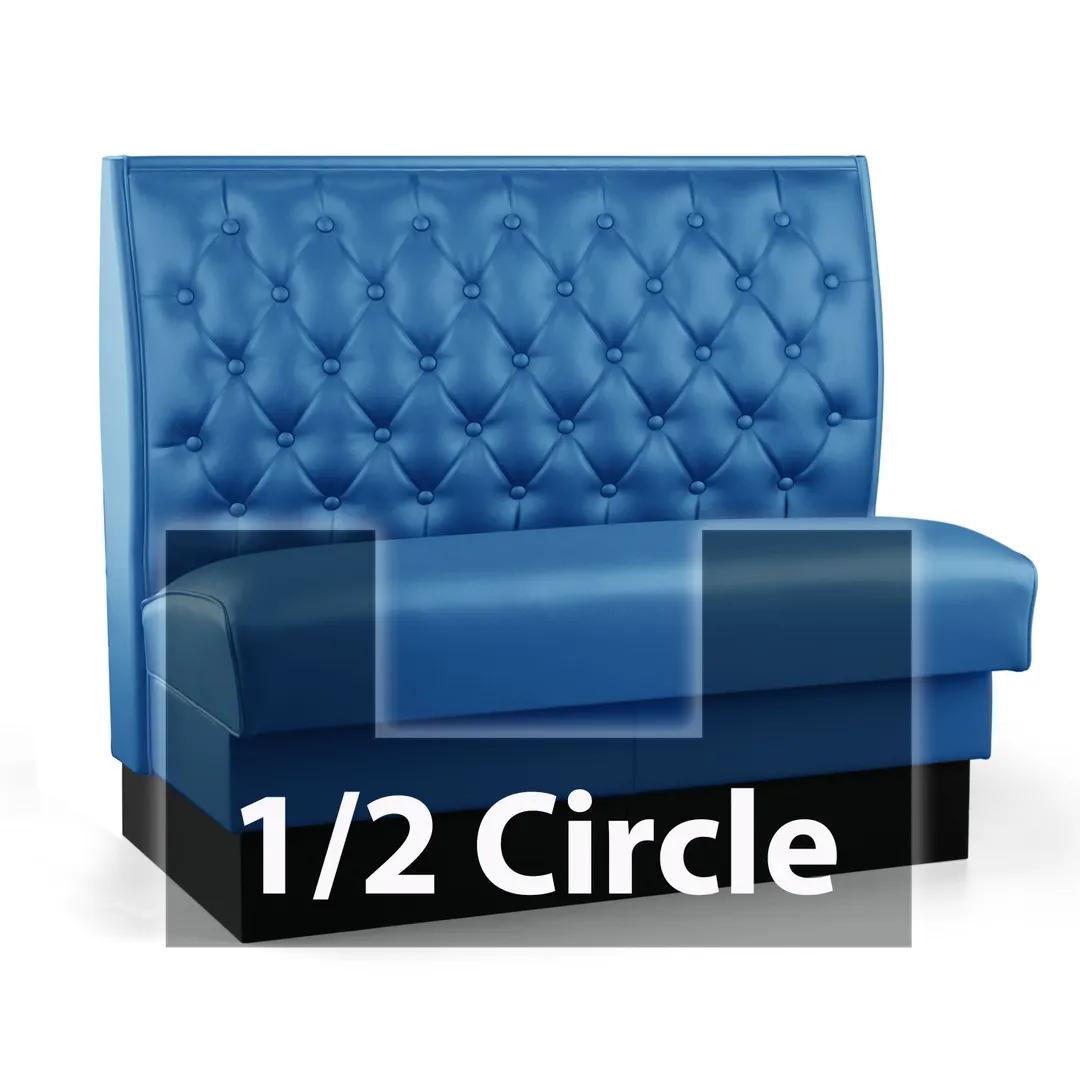JustChair JBSB-SBT-HC-42-GR2 1/2 Circle Corner Booth, 186" Length, 42" Height, Upholstered Tufted Back, Grade 2 Upholstery