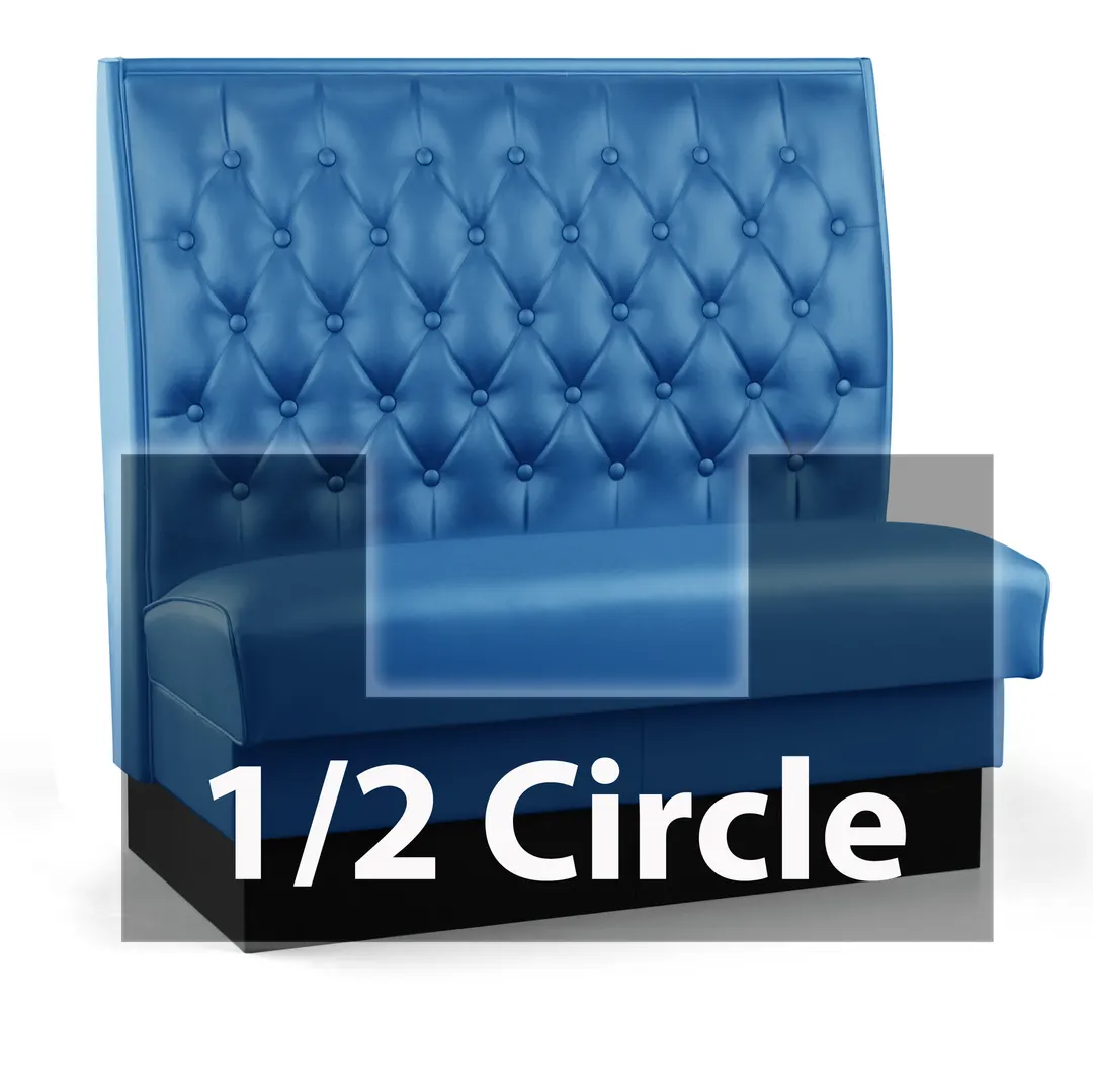 JustChair JBSB-SBT-HC-48-GR1/COM 1/2 Circle Corner Booth, 186"L, Upholstered Tufted Back, 48"H