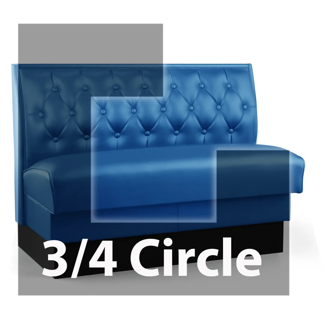 JustChair JBSB-SBT-TQ-36-GR2 3/4 Circle Corner Booth, 276"L, Upholstered Tufted Back, 36"H, Grade 2 Upholstery
