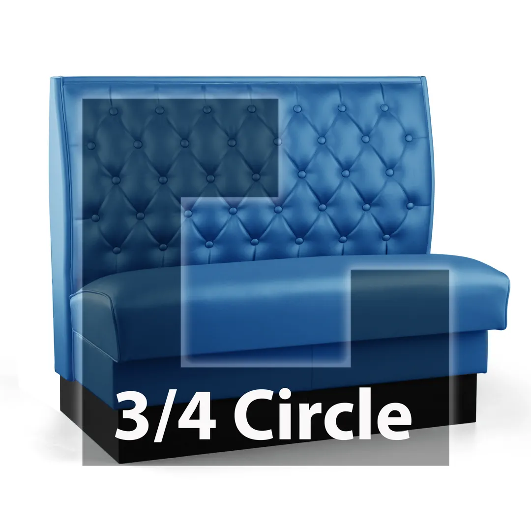 JustChair JBSB-SBT-TQ-42-GR1/COM 3/4 Circle Corner Booth, Button Tufted Back, Upholstered Seat, 42" Height