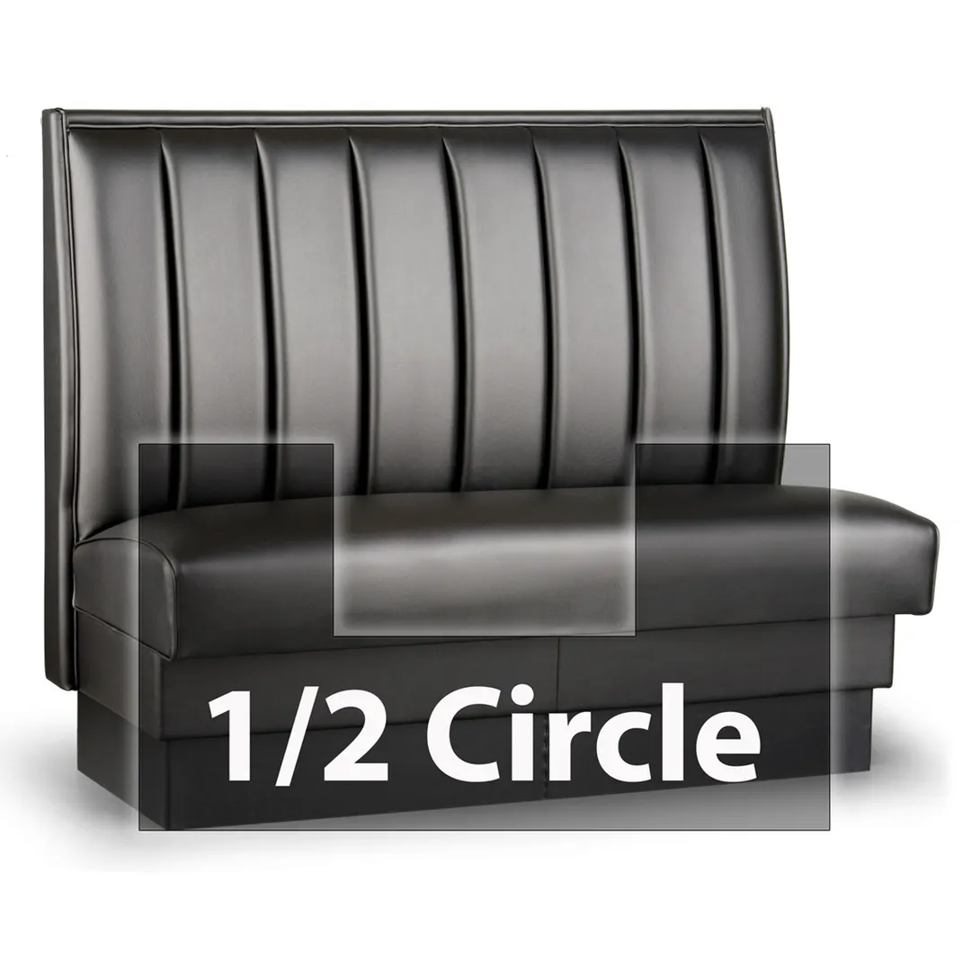 JustChair JBSB-UCH-HC-48-GR1/COM 1/2 Circle Corner Booth, Vertical Channel Back, Upholstered Seat, 48" Height