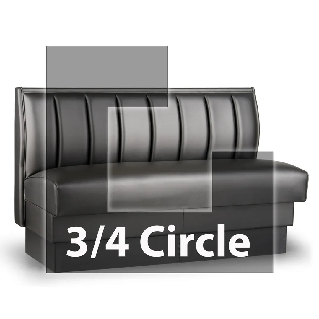 JustChair JBSB-UCH-TQ-36-GR1/COM 3/4 Circle Corner Booth, Vertical Channel Back, Upholstered Seat, 36" Height