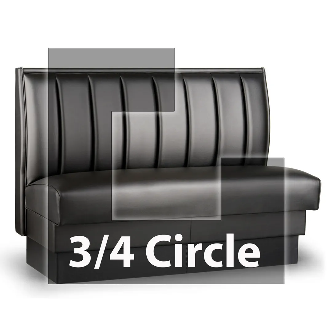 JustChair JBSB-UCH-TQ-42-GR3 3/4 Circle Corner Booth, Vertical Channel Back, Upholstered Seat, 42" Height