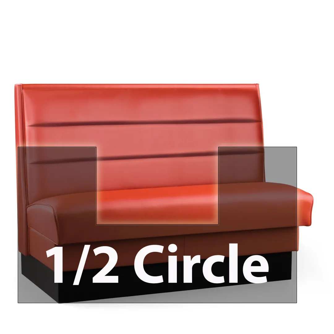JustChair JBSB-UHC-HC-36-GR3 1/2 Circle Corner Booth, Horizontal Channel Back, Upholstered Seat, 36" Height