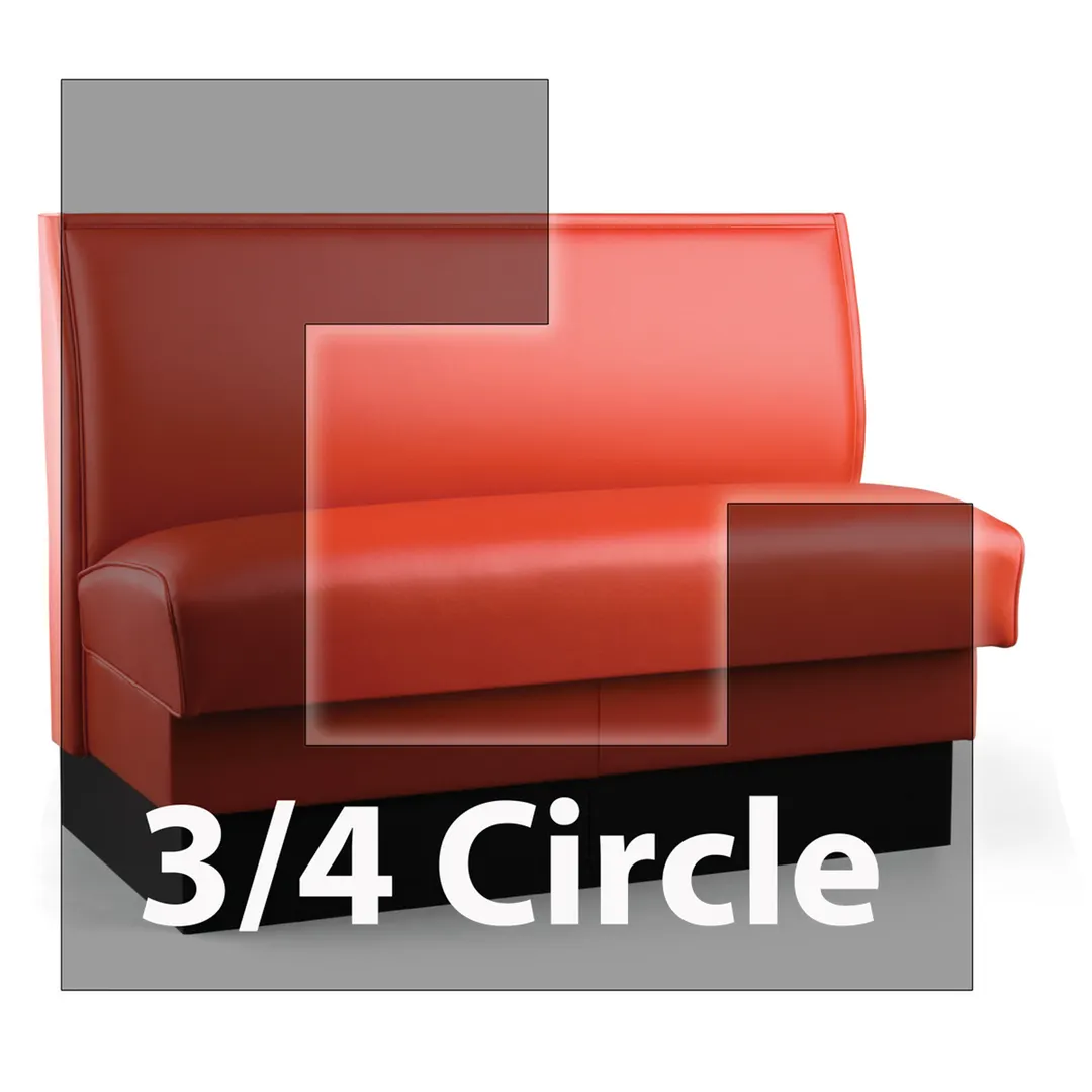 JustChair JBSB-UPL-TQ-36-GR3 3/4 Circle Corner Booth, Plain Back, Upholstered Seat, 36" Height