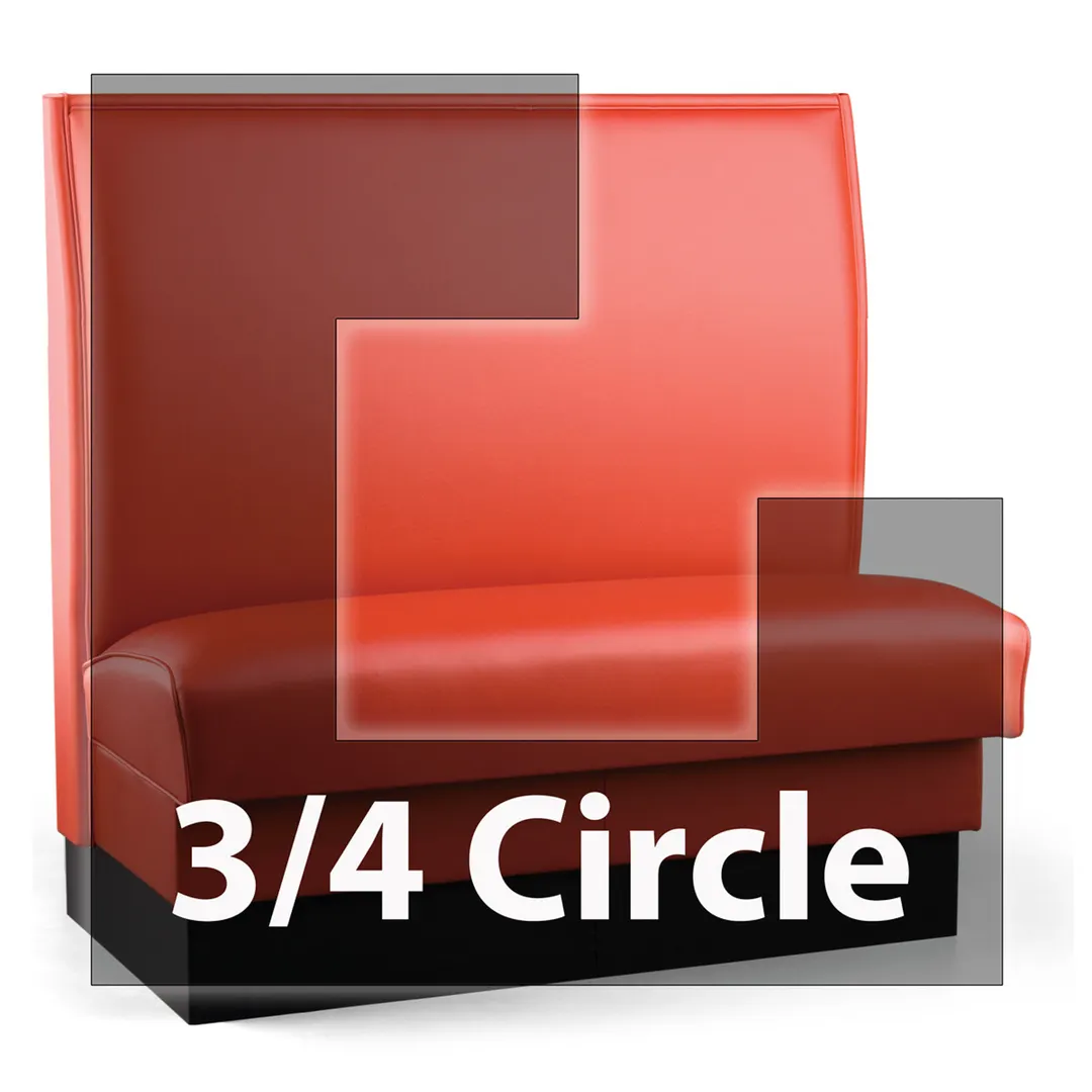 JustChair JBSB-UPL-TQ-48-GR3 3/4 Circle Corner Booth, Plain Back, Upholstered Seat, 48" Height
