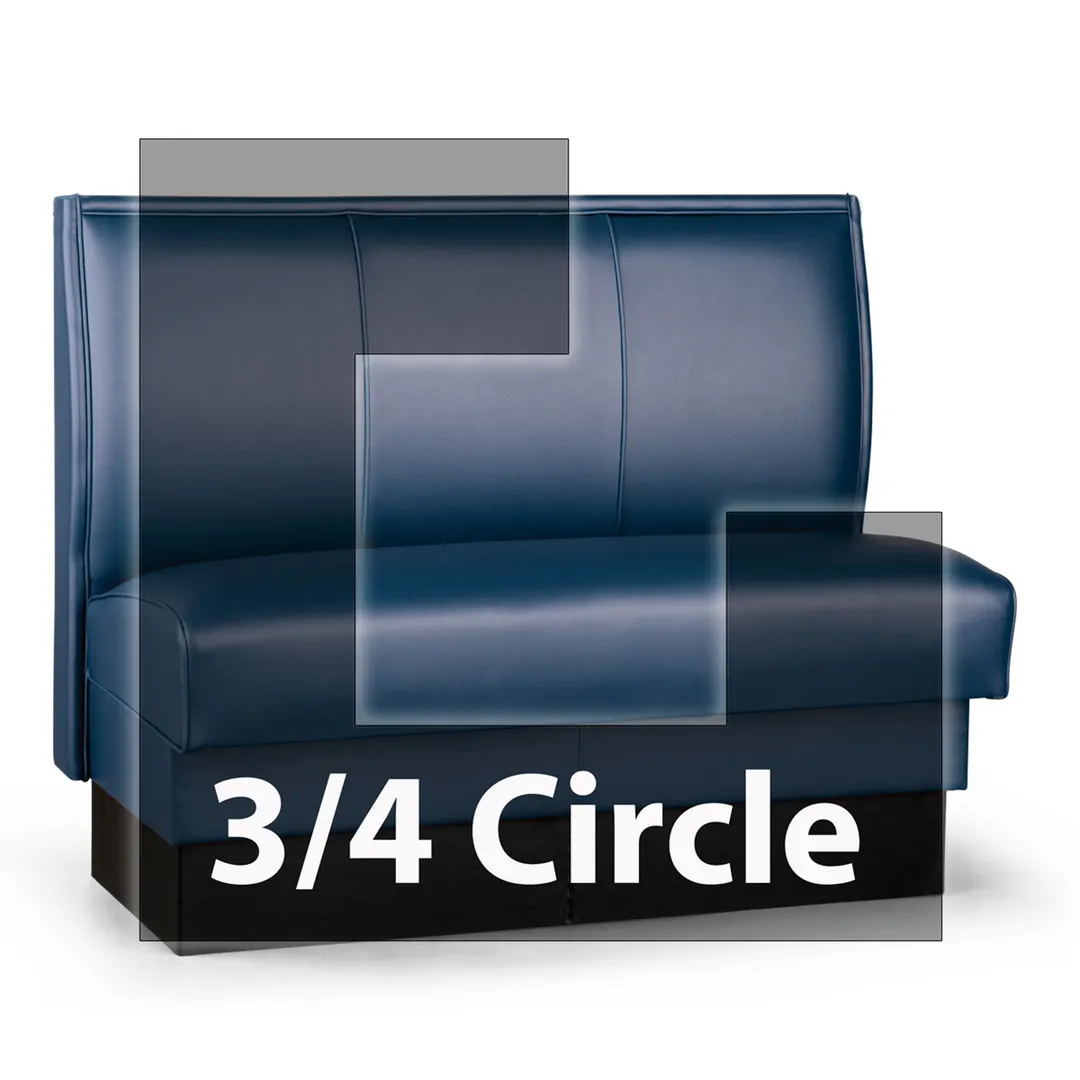 JustChair JBSB-USP-TQ-42-GR3 3/4 Circle Corner Booth, Channel Back, Upholstered Seat, 42" Height