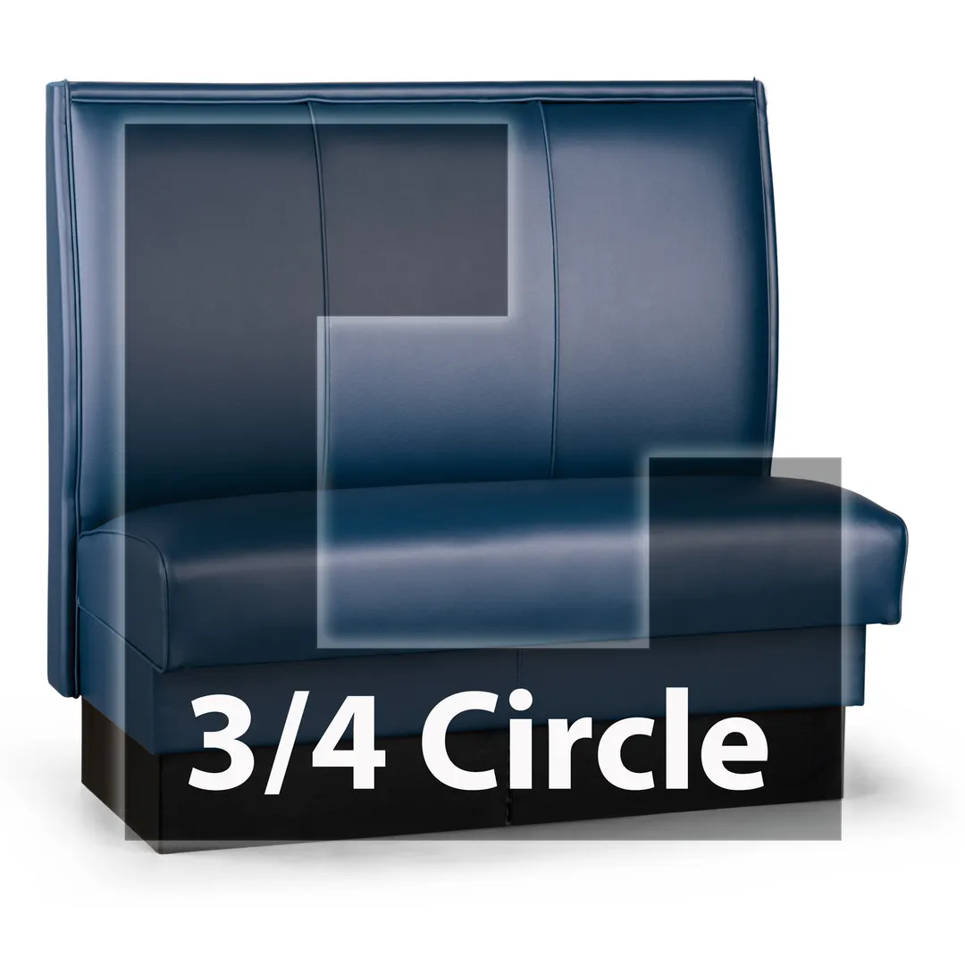 JustChair JBSB-USP-TQ-48-GR3 3/4 Circle Corner Booth, Channel Back, Upholstered Seat, 48" Height