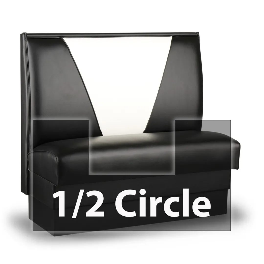 JustChair JBSB-UVB-HC-48-GR1/COM 1/2 Circle Corner Booth, V Shape Back, Upholstered Seat, 48" Height