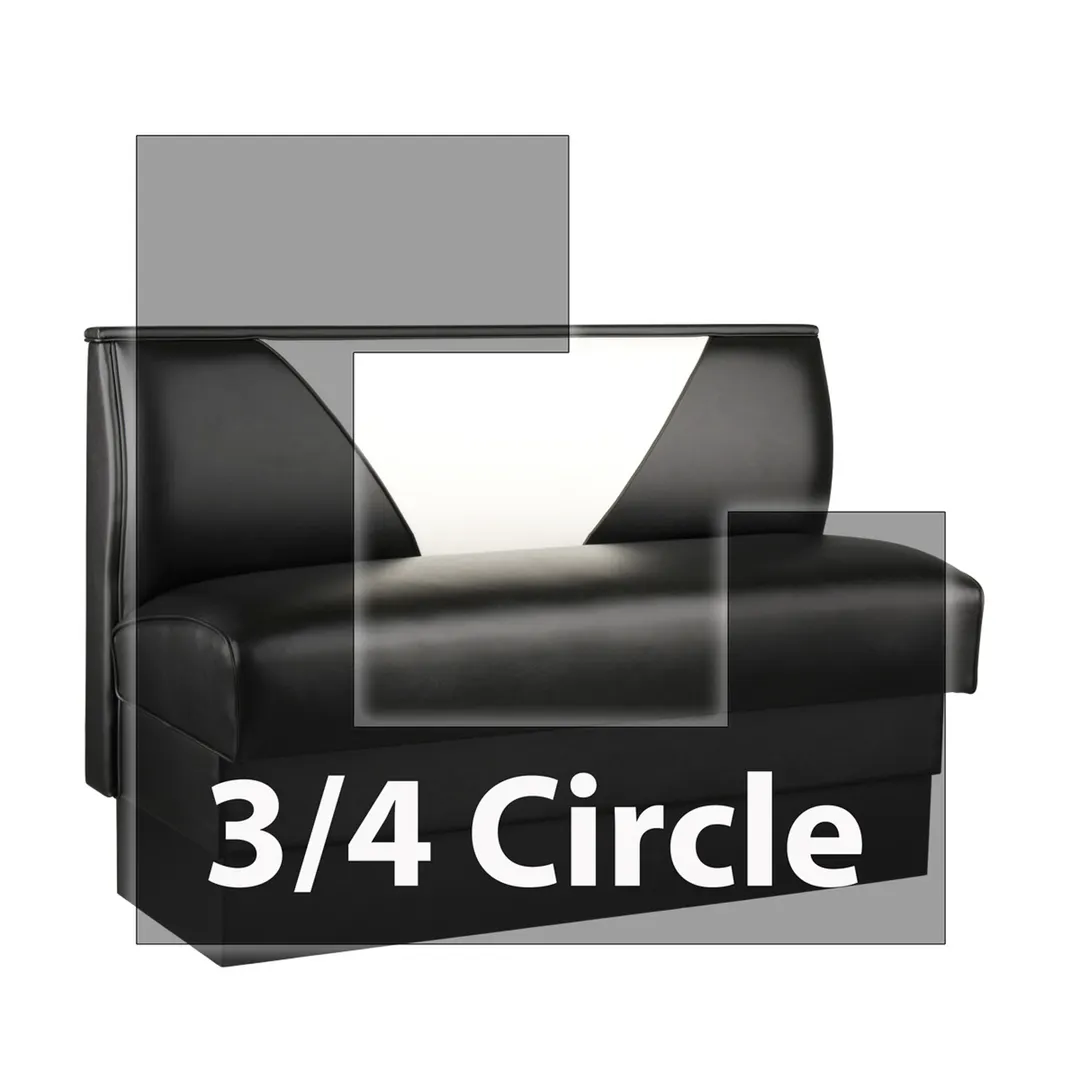 JustChair JBSB-UVB-TQ-36-GR3 3/4 Circle Corner Booth, V Shape Back, Upholstered Seat, 36" Height