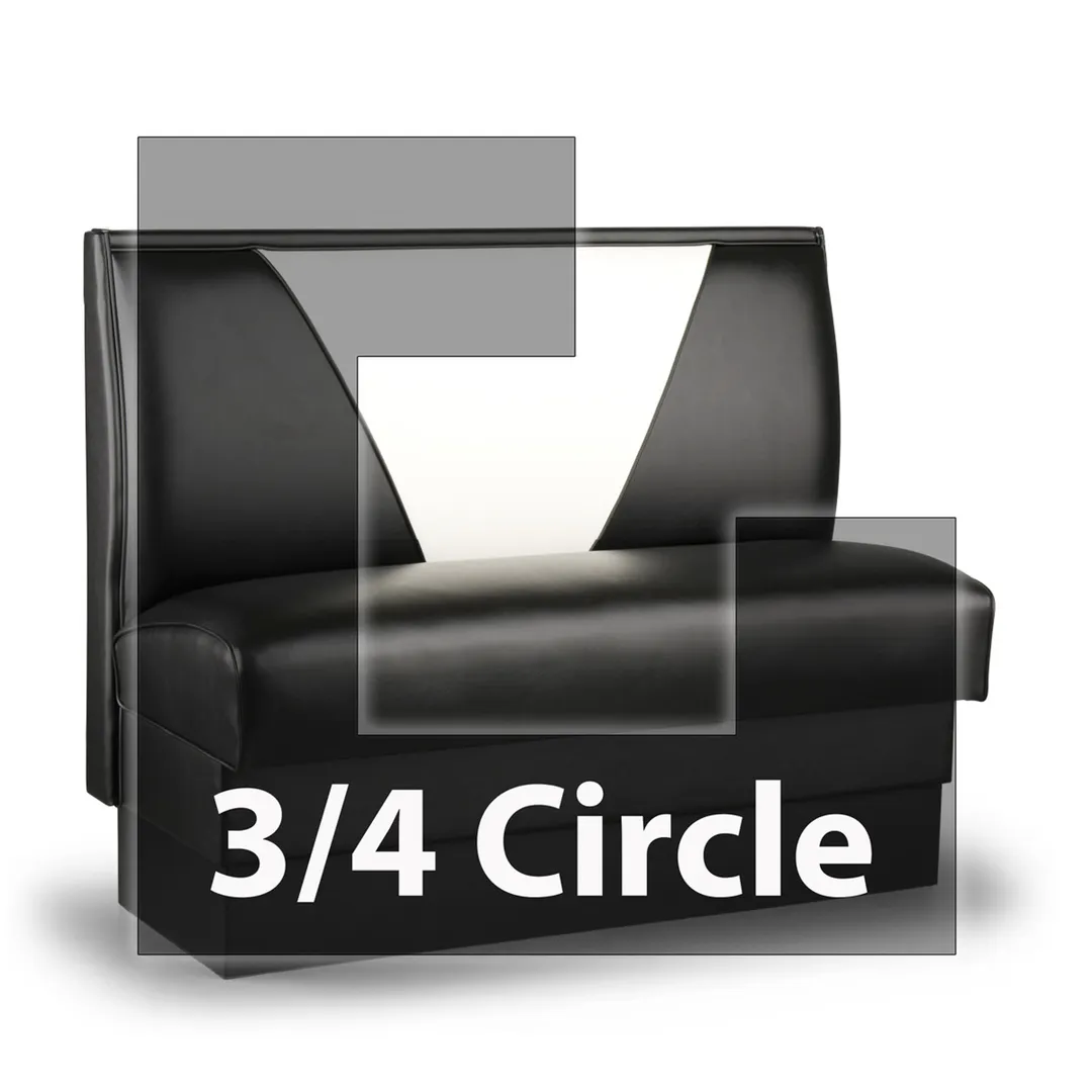 JustChair JBSB-UVB-TQ-42-GR2 3/4 Circle Corner Booth, V Shape Back, Upholstered Seat, 42" Height