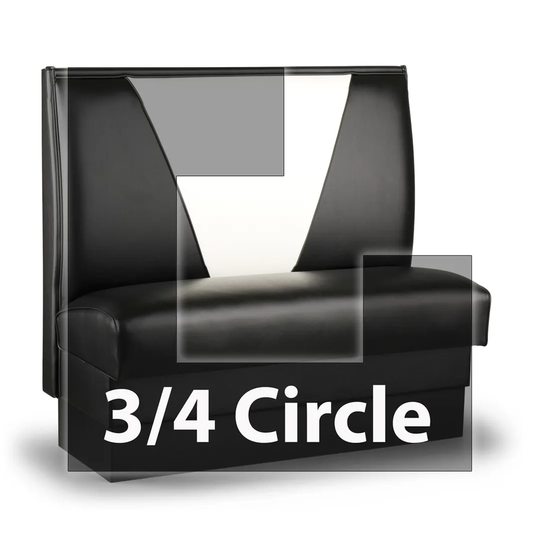 JustChair JBSB-UVB-TQ-48-GR3 3/4 Circle Corner Booth, V Shape Back, Upholstered Seat, 48" Height