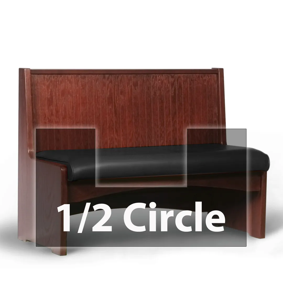 JustChair JBSB-WBBO-HC-36-GR1/COM 1/2 Circle Banquette Bench, Vertical Beadboard Back, Removable Seat, 36" Height