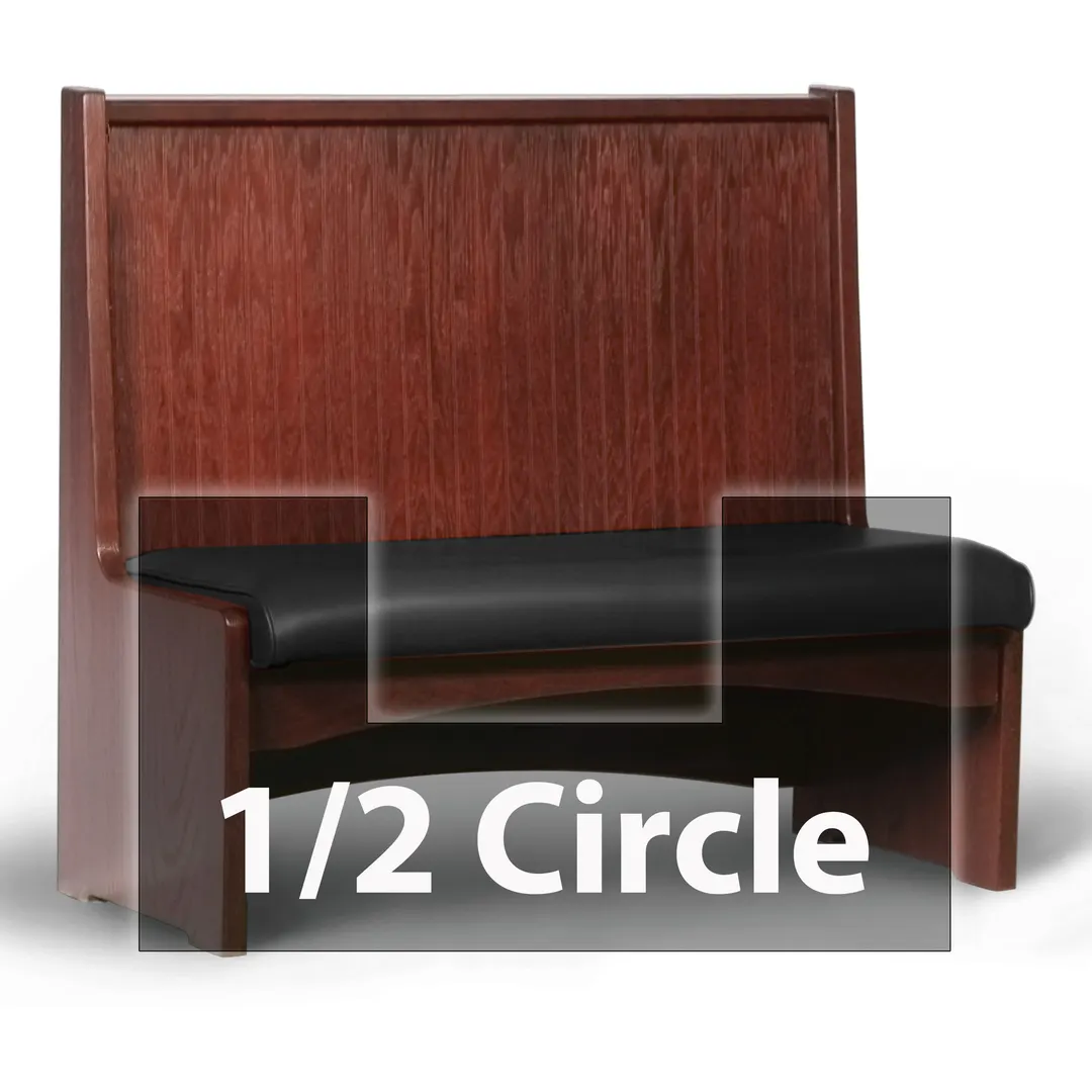 JustChair JBSB-WBBO-HC-48-GR2 1/2 Circle Banquette Bench, Vertical Beadboard Back, Removable Seat, 48" Height