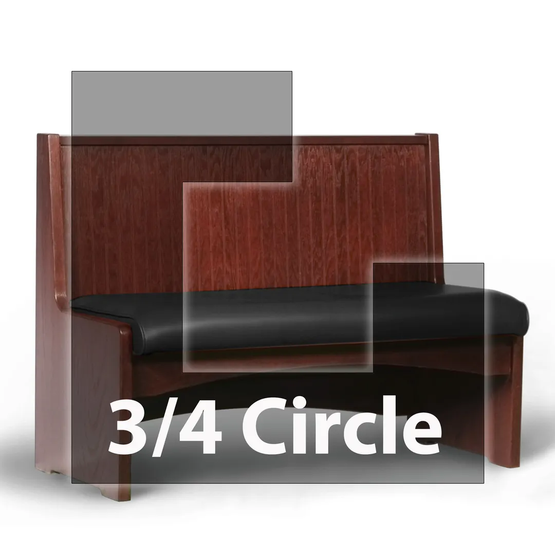 JustChair JBSB-WBBO-TQ-36-GR2 3/4 Circle Banquette Bench, Vertical Beadboard Back, Removable Seat, 36" Height