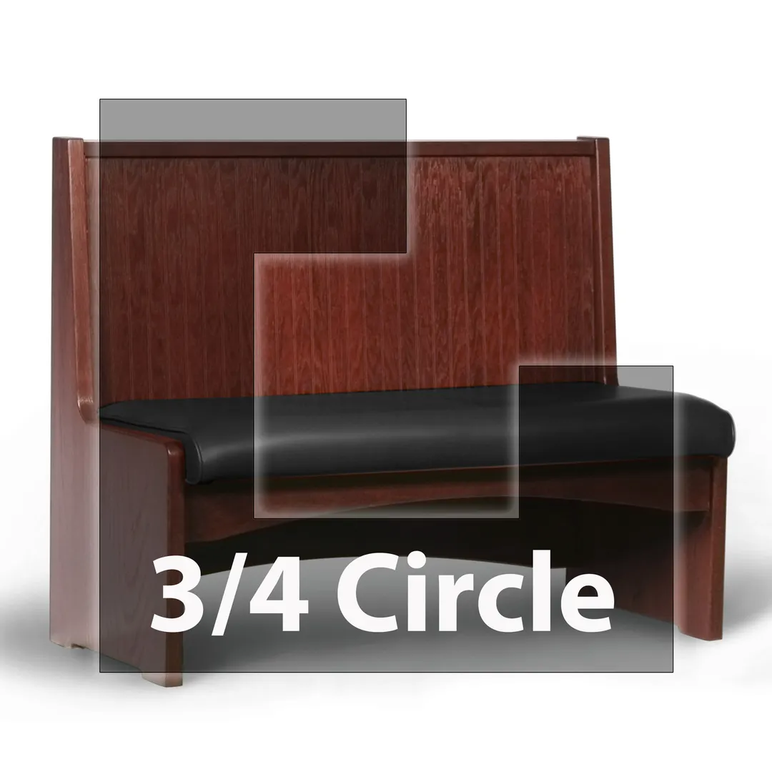 JustChair JBSB-WBBO-TQ-42-GR1/COM 3/4 Circle Banquette Bench, Vertical Beadboard Back, Removable Seat, 42" Height