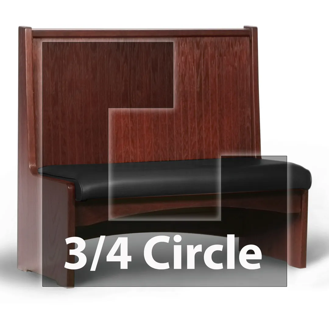 JustChair JBSB-WBBO-TQ-48-GR1/COM 3/4 Circle Banquette Bench, Vertical Beadboard Back, Removable Seat, 48" Height