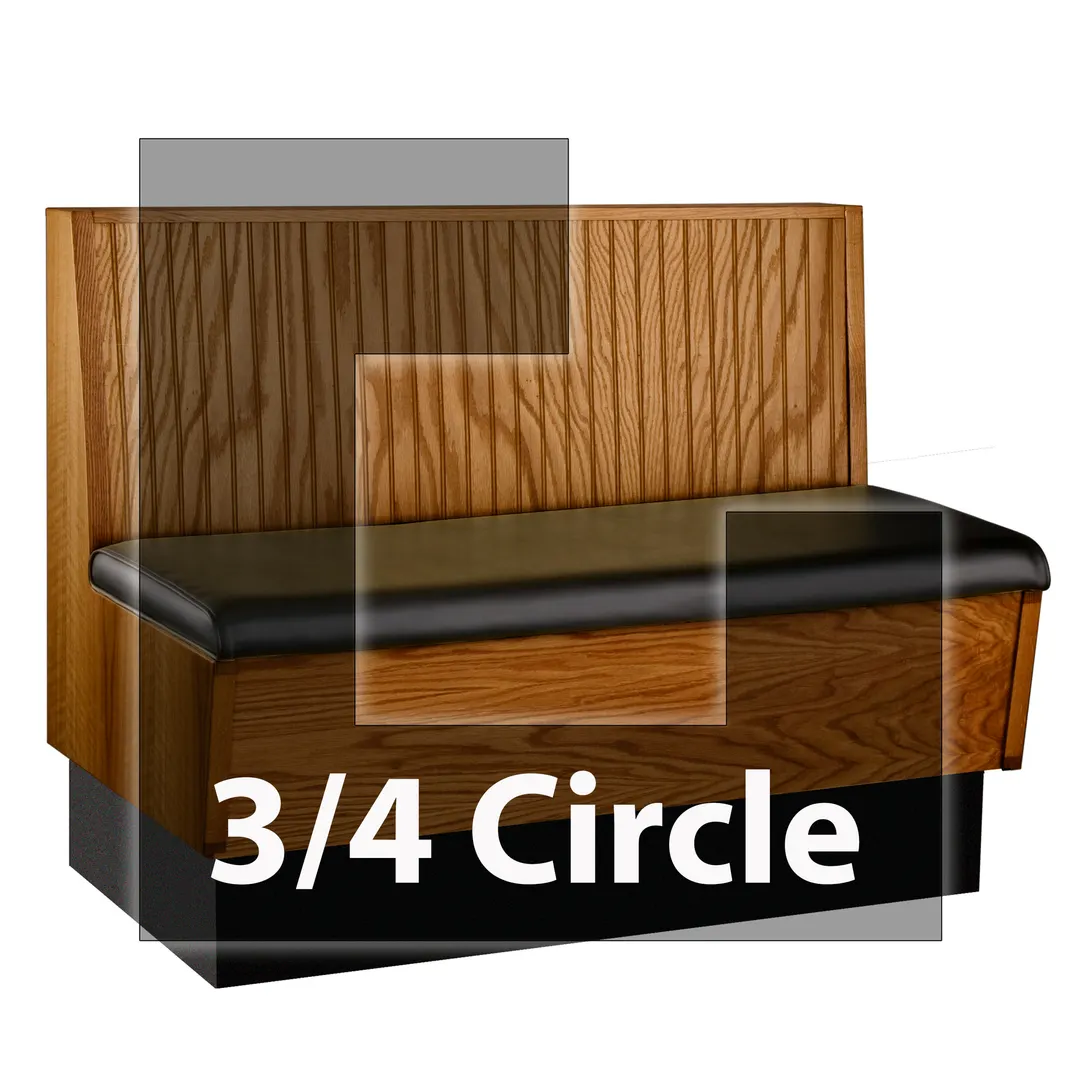 JustChair JBSB-WCP-TQ-36-GR2 3/4 Circle Banquette Bench, Horizontal Beadboard Back, Upholstered Seat, 36" Height