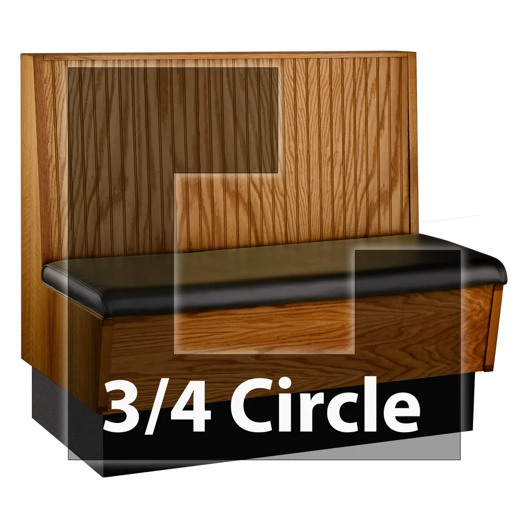 JustChair JBSB-WCP-TQ-42-GR1/COM 3/4 Circle Banquette Bench, Horizontal Beadboard Back, Upholstered Seat, 42" Height