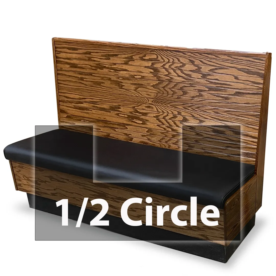 JustChair JBSB-WPF-HC-42-GR3 1/2 Circle Banquette Bench, Beadboard Back, Removable Seat, 42" Height
