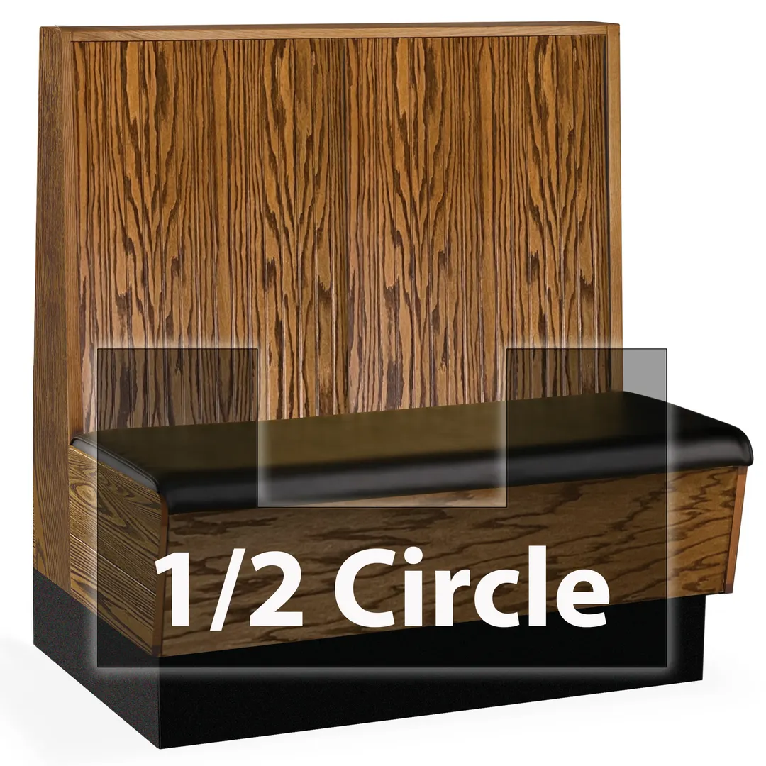 JustChair JBSB-WPF-HC-48-GR1/COM 1/2 Circle Banquette Bench, Beadboard Back, Removable Seat, 48" Height